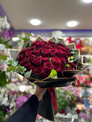 50 Kırmızı Gül Buketi – Premium Aşk Buketi