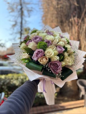 Lavanta Tonlu Gül Buketi